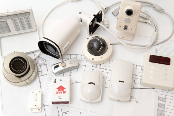 istock Close-up of home security equipment on diagram. 1788194661