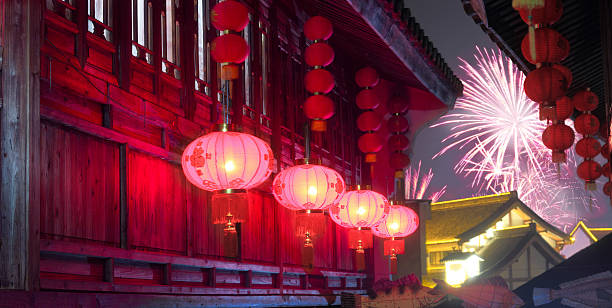 Chinese new year The Spring Festival is the most important traditional one celebrated throughout China. historic building photos stock pictures, royalty-free photos & images