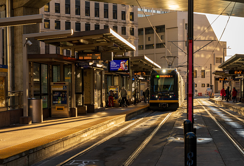 Central Station of Metro transit railcar in St Paul Minnesota