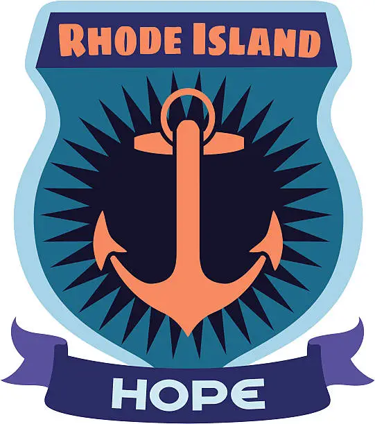 Vector illustration of Rhode Island travel sticker or luggage label