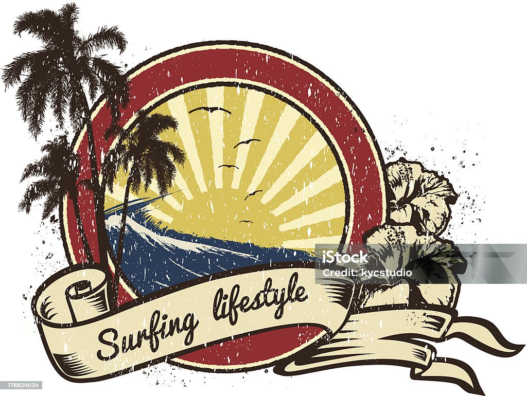 Mode de vie surf emblème rétro - clipart vectoriel de Armoiries libre de droits