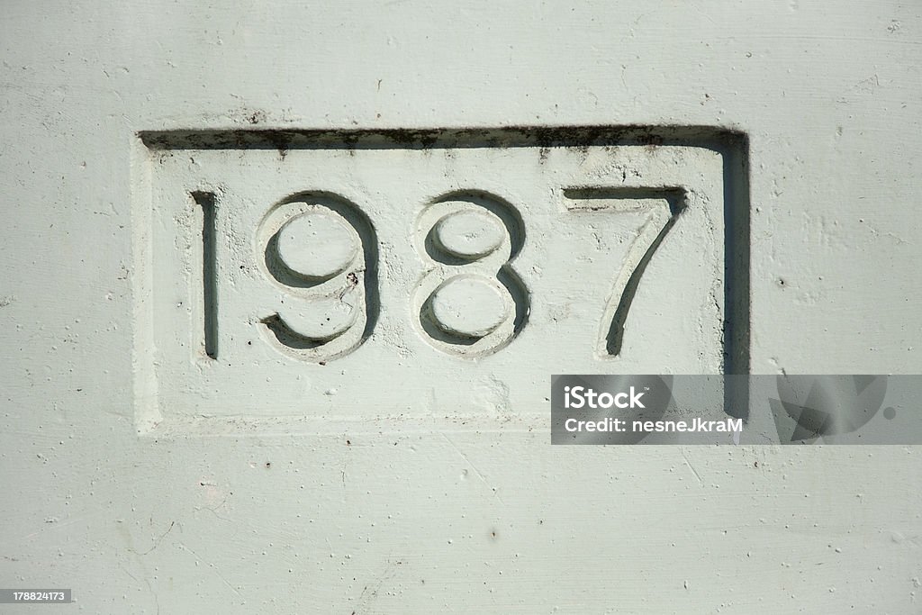 Nineteen Eighty Seven The year 1987 embossed in concrete. 1987 Stock Photo