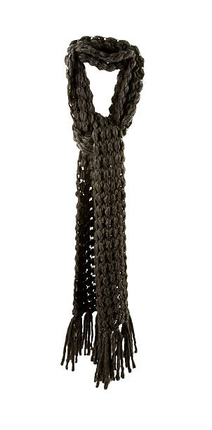 istock Dark grey knit woolen fringy scarf 178824614