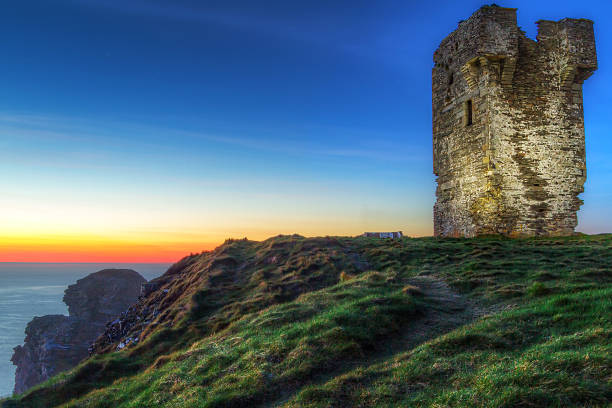 istock Old tower on Cliffs of Moher at dusk 178824742