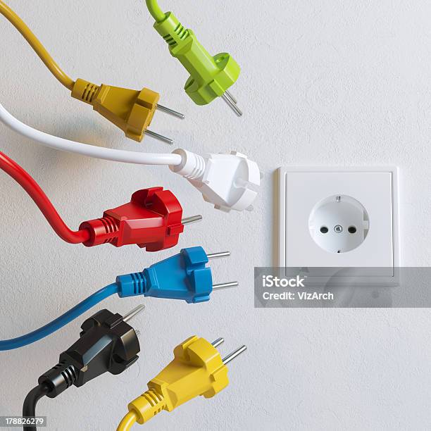 Sockets Need To Plugging In Stock Photo - Download Image Now - Electrical Outlet, Equipment, Large Group Of Objects