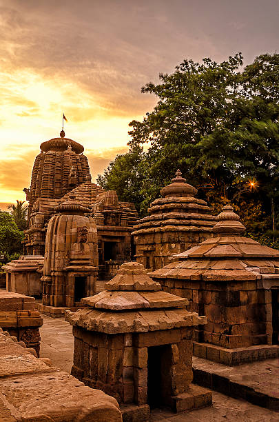 Cluster of Temples Ancient Indian sand stone Temple named Kedargauri temple in Bhubaneswar, India built centuries ago. odisha stock pictures, royalty-free photos & images