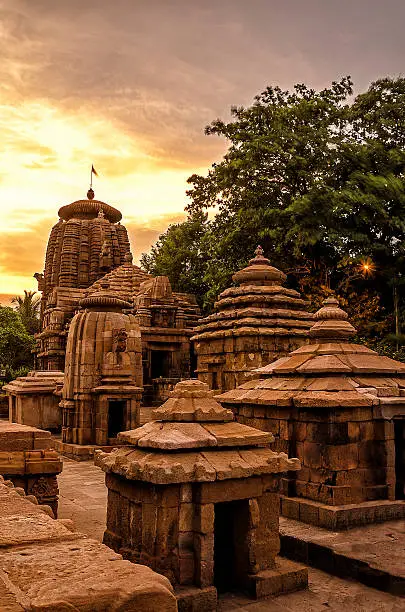 Ancient Indian sand stone Temple named Kedargauri temple in Bhubaneswar, India built centuries ago.