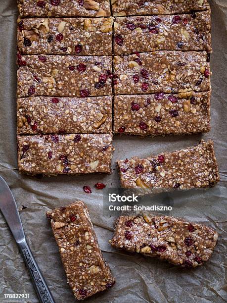 Homemade Chewy Granola Bars View From Above Stock Photo - Download Image Now - Protein Bar, Homemade, Nut - Food