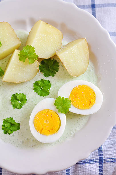 istock Green Sauce with egg and boiled new potatoes 178829050