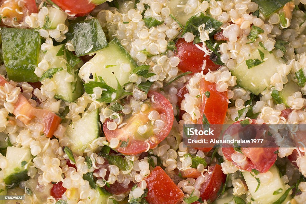 Quinoa Tabouleh Tabouleh Quinoa with tomatoes, cucumber, mint, garlic, parsley and lemon Bulgur Wheat Stock Photo
