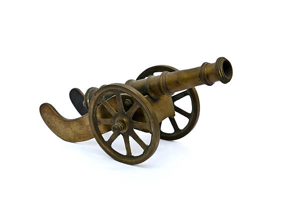 istock Ancient cannon with wheels isolated on white 178832720