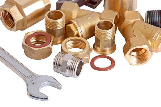 istock Plumbing pipe, valve and wrench 178833814