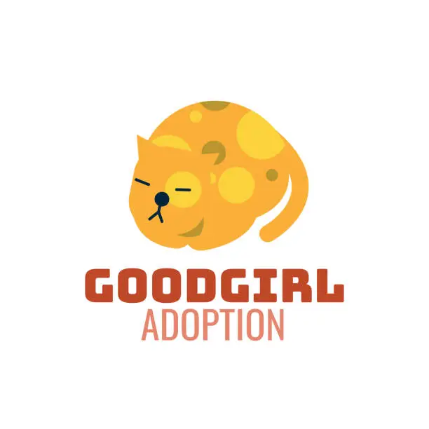 Vector illustration of Modern style pet adoption logo - Pet Adoption Icon - Cat Adoption illustration - Pet Symbol - Isometric Kitty Kitten Pet Shelter Logo