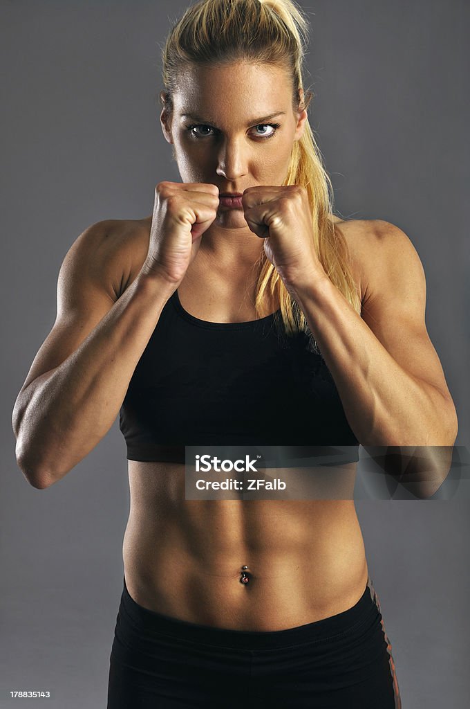 Fist Studio photography with two light sources on a gray background. 20-24 Years Stock Photo