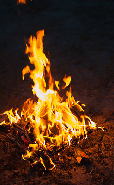 istock high flame of a bonfire. Fire in night 178835419