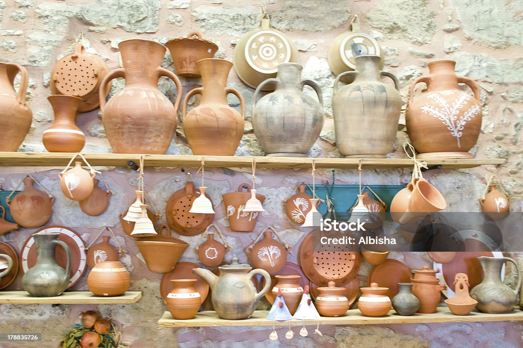 Pottery in Margarites. Pottery in Margarites. Crete. Greece. Margarites has maintained the traditional ceramic art from the Minoan times. Art And Craft Stock Photo