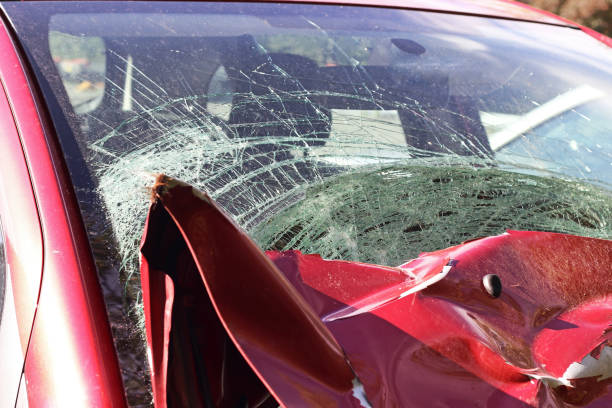 istock Car damaged in a traffic accident with a broken windshield 1788366715