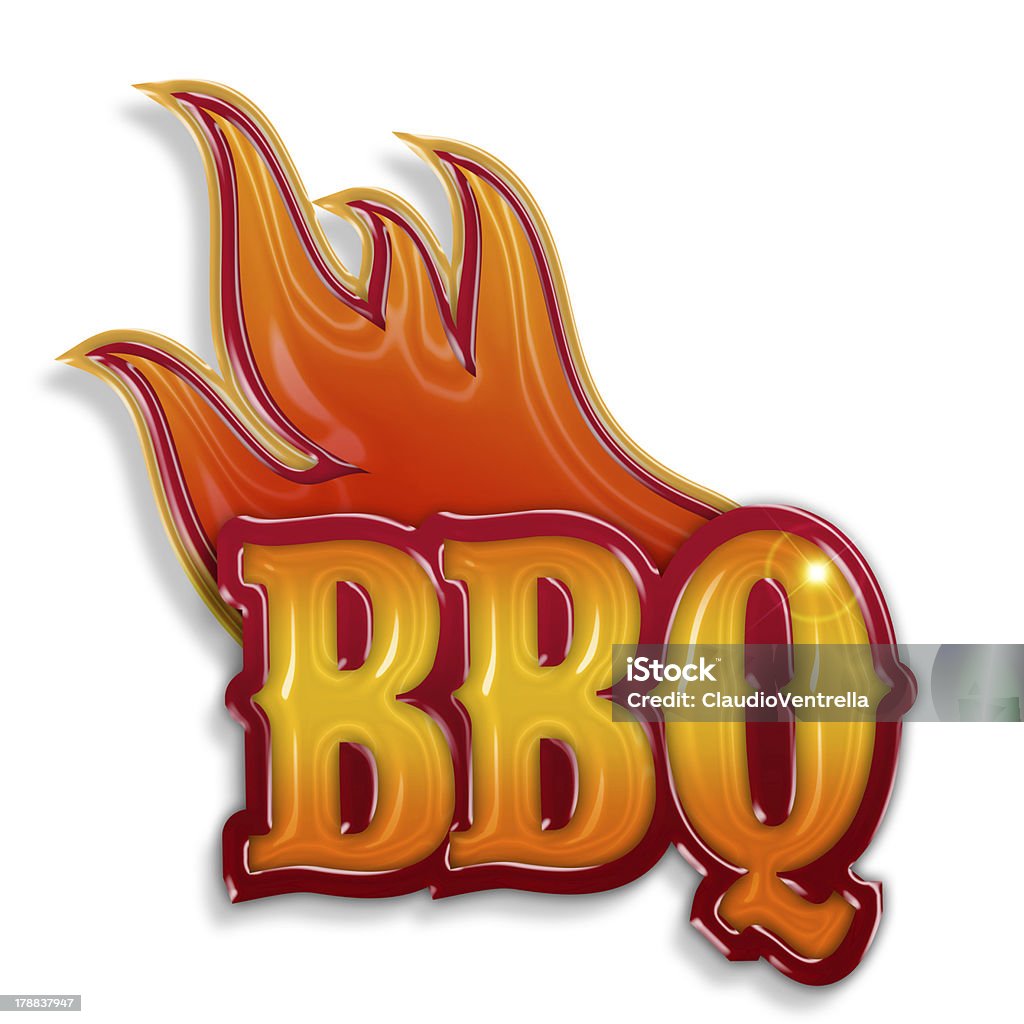 hot barbecue etichetta - Foto stock royalty-free di Barbecue - Cibo