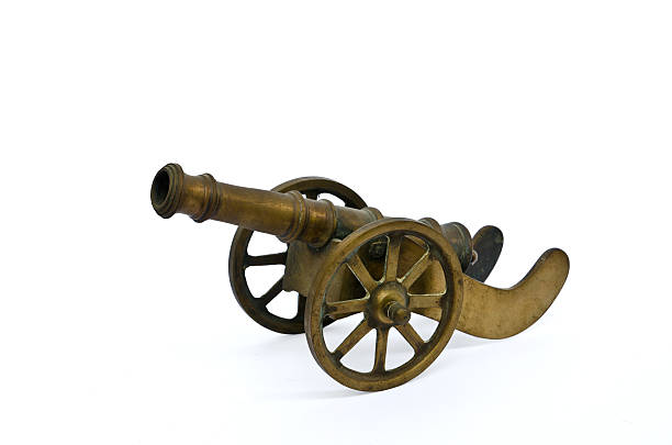 istock Ancient cannon with wheels isolated on white 178838051