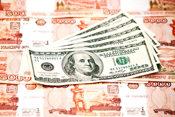 istock Two currencies - US Dollar and rouble 178838240