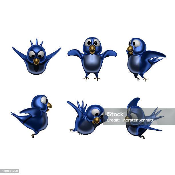 Azul Voar Pássaros Diferentes Ângulos - Fotografias de stock e mais imagens de Mensagens online - Mensagens online, Pássaro, Voar