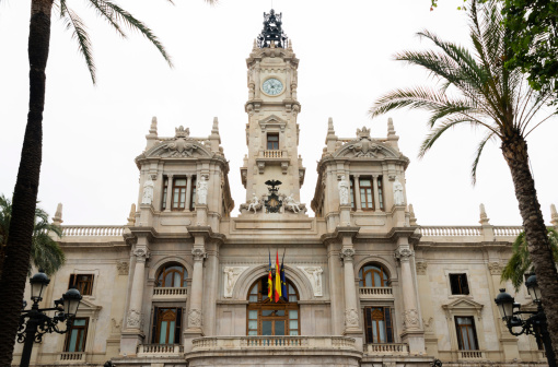 Close up of Valencia's City Hall, Spain.