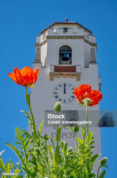 Boise Train Depot Mit Poppies Stockfoto und mehr Bilder von Architektur - Architektur, Bahnhof, Bauwerk