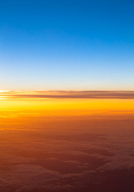 istock Dramatic sunset.  View of sunset above clouds from airplane wind 178838719
