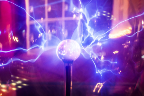 Plasma Ball with Electricity lines in Detail