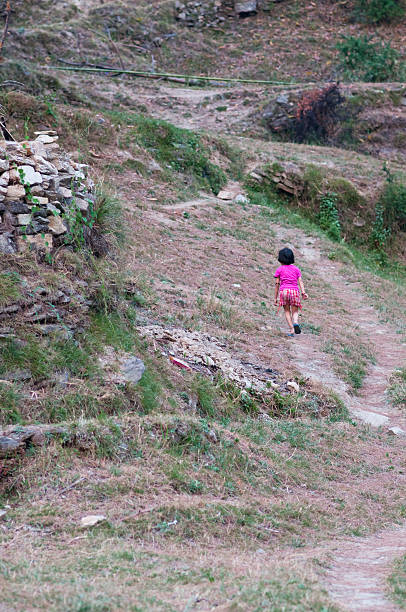 Little girl hiking