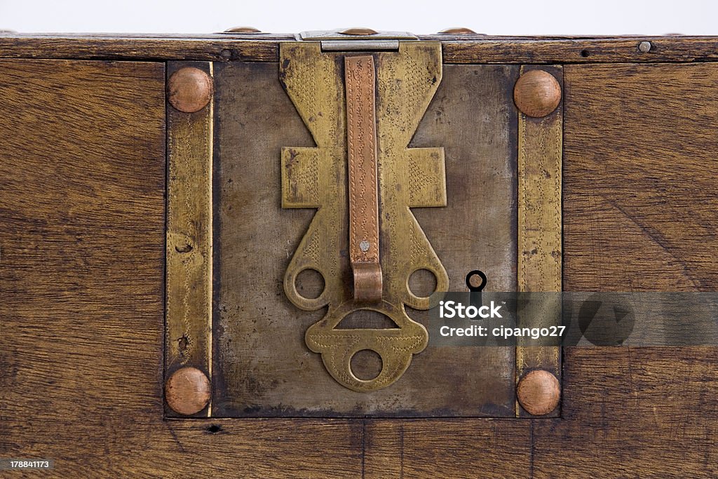 Old Lock Detail of the lock of an old wooden Cheste. Horizontal. Mauritania Stock Photo
