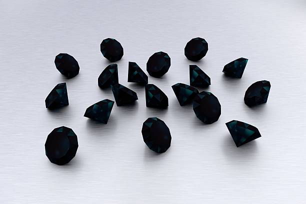 3 d negro diamantes - 18 gems - black diamond fotografías e imágenes de stock