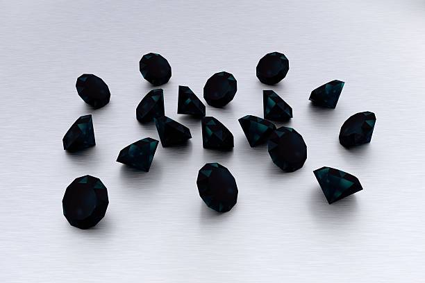 3D Black Diamonds - 18 Gems stock photo