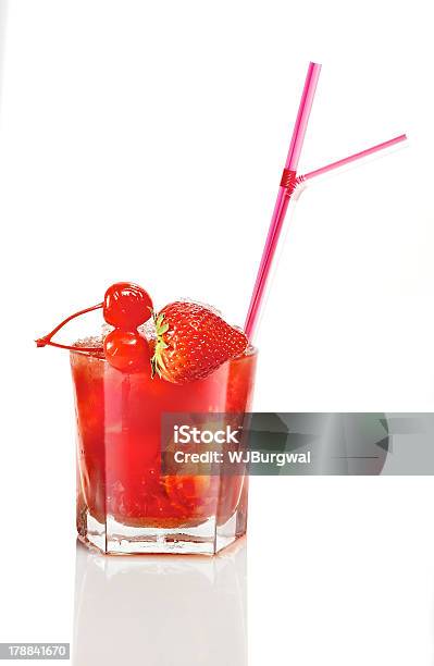 Cocktail With Ice And Strawberry Stock Photo - Download Image Now - Alcohol - Drink, Cherry, Citrus Fruit