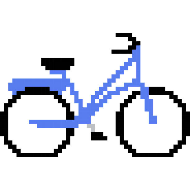 ikona kreskówki roweru w stylu pikseli - party hat silhouette symbol computer icon stock illustrations