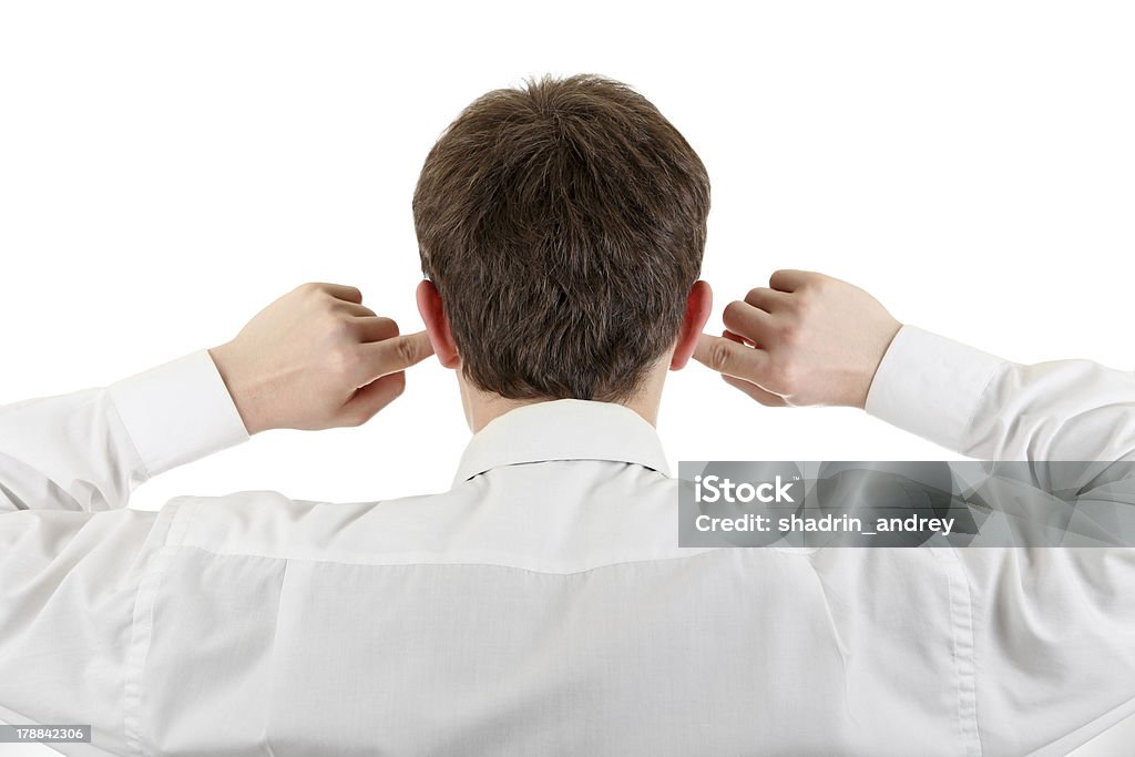 Mann mit geschlossenen Ohren - Lizenzfrei Ohr Stock-Foto
