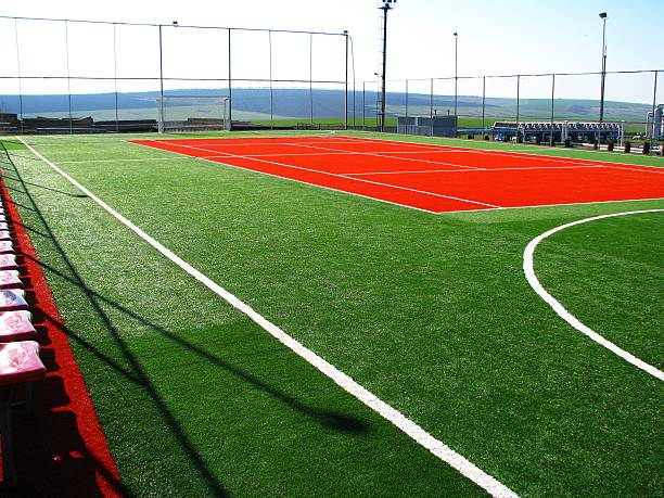 인공 터프 미식축구장 - football field artificial turf end zone turf 뉴스 사진 이미지