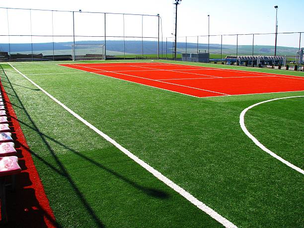 relva artificial campo de futebol americano - football field artificial turf end zone turf imagens e fotografias de stock