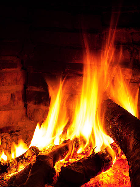 Warm fireplace stock photo