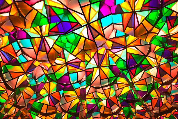 istock beautiful colored glass windows with asymetric pieces 178843885