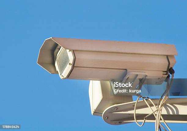 Closeup Of A Security Digital Cctv Camera Stock Photo - Download Image Now - Blue, Cable, Camera - Photographic Equipment