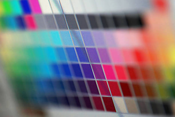 Color swatches on a monitor. stock photo