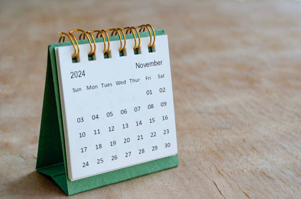 istock November 2024 table calendar with customizable space for text. Calendar and copy space concepts 1788466620