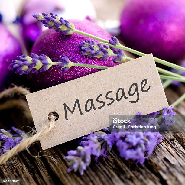 Label Massage Stock Photo - Download Image Now - Health Spa, Label, Lavender - Plant