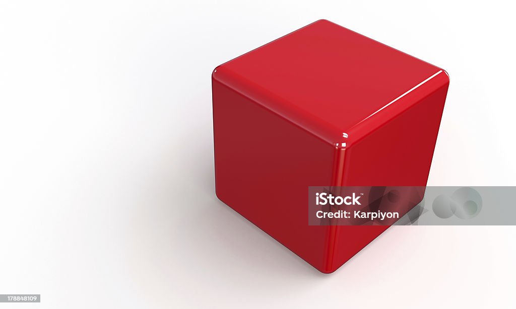 Rosso 3d cubo isolato su bianco - Foto stock royalty-free di A forma di blocco