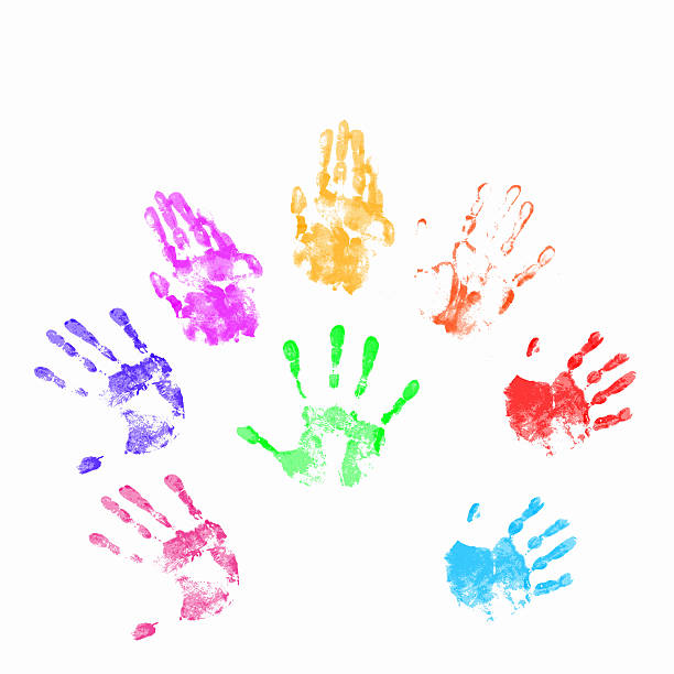 istock Colourful prints of human hands 178849223