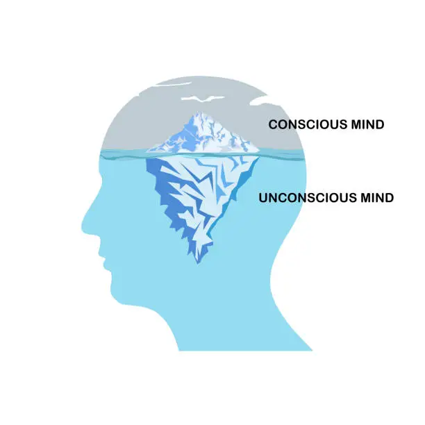 Vector illustration of The subconscious mind is a fascinating and complex aspect of our mental processes that influences our thoughts, emotions, and behavior.