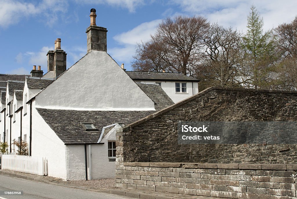 White harled buildings in a Scottish village Ancient Stock Photo