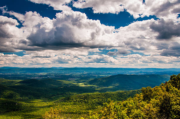 View of the Shenandoah Valley and Appalachian Mountains. stock photo