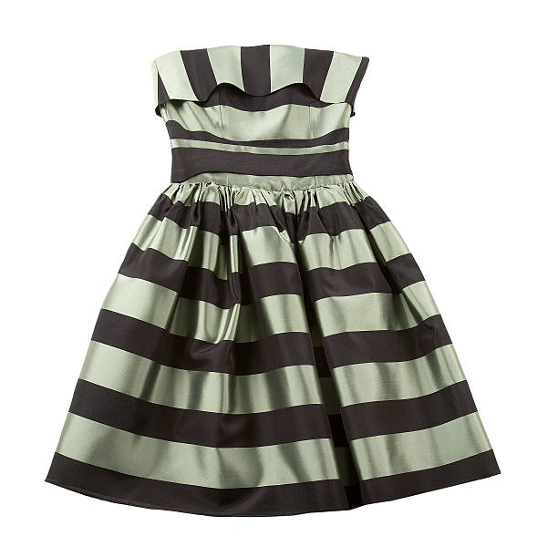 istock Striped satin puffed strapless dress 178854396